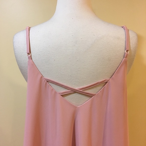 Blush Strappy Criss Cross Back Chiffon Swing Dress - Picture 7 of 7
